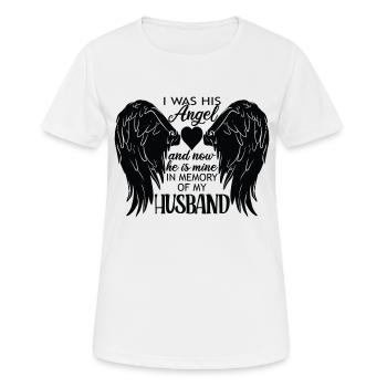 J’étais son ange maintenant il est mon mari - T-shirt respirant Femme - blanc - Devant - AI Model Female 172 dark (172cm)