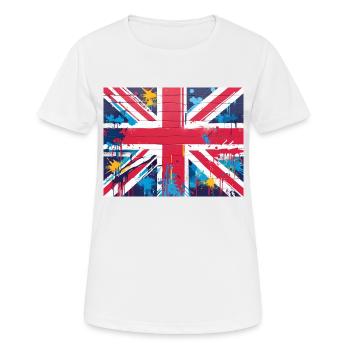 Britische Flagge Graffiti Kunst - Frauen T-Shirt atmungsaktiv - Weiß - Vorne - AI Model Female 172 dark (172cm)