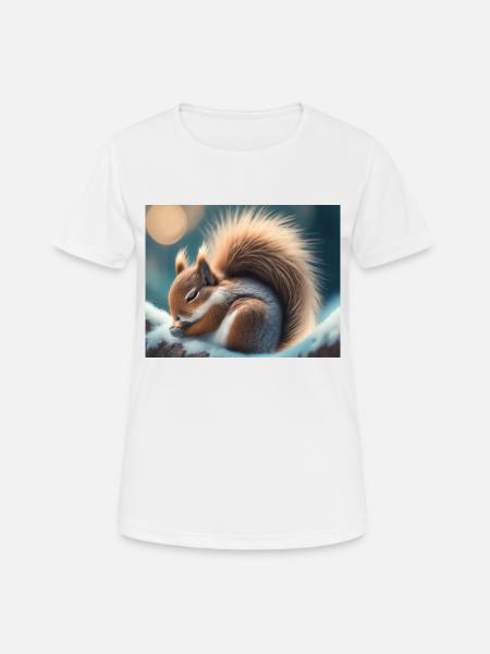 Niedliche Tiere im Winterschlaf – Eichhörnchen - Frauen T-Shirt atmungsaktiv - Weiß
