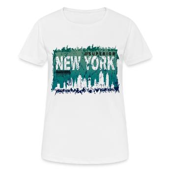 Architecture urbaine de Manhattan de la ligne d’horizon de la ville de New York - T-shirt respirant Femme - blanc - Devant - AI Model Female 172 dark (172cm)