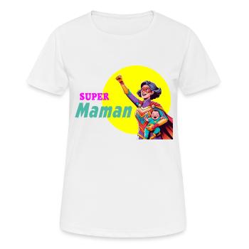 super maman Transparent - T-shirt respirant Femme - blanc - Devant - AI Model Female 172 dark (172cm)