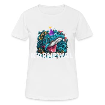 Karenwal lustiger Karenval Spruch Wal mit Partyhut - Frauen T-Shirt atmungsaktiv - Weiß - Vorne - AI Model Female 172 dark (172cm)