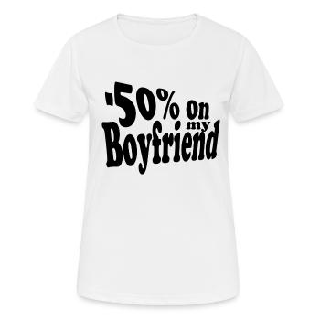 -50% auf meinen Freund - Frauen T-Shirt atmungsaktiv - Weiß - Vorne - AI Model Female 172 dark (172cm)