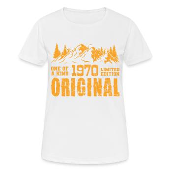 1970 - 1970 Geburtstagsgeschenk - Frauen T-Shirt atmungsaktiv - Weiß - Vorne - AI Model Female 172 dark (172cm)