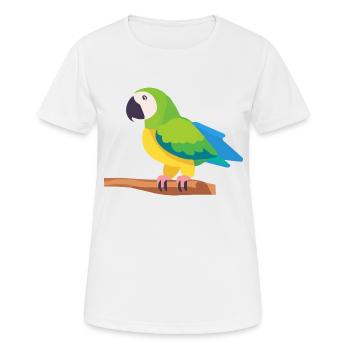 Parrot colorful macaw bird on branch - Women's Breathable T-Shirt - white - Front - AI Model Female 172 dark (172cm)