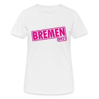 Brême - 0421 - Indicatif Régional - T-shirt respirant Femme - blanc - Devant - AI Model Female 172 dark (172cm)