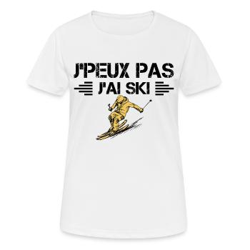 j'peux pas j'ai ski bleu - T-shirt respirant Femme - blanc - Devant - AI Model Female 172 dark (172cm)