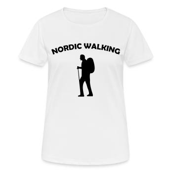 Nordic Walking - Frauen T-Shirt atmungsaktiv - Weiß - Vorne - AI Model Female 172 dark (172cm)