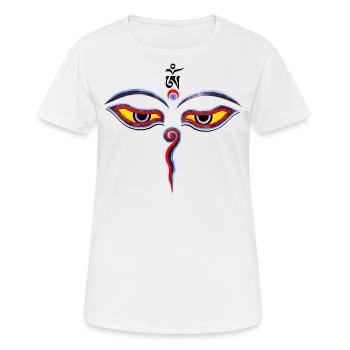 Wisdom Eyes Of Buddha - Bodhnath temple eyes 2 - T-shirt respirant Femme - blanc - Devant - AI Model Female 172 dark (172cm)