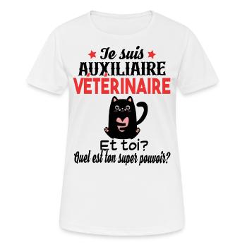 Auxiliaire Vétérinaire Métier Animal Chien Chat - T-shirt respirant Femme - blanc - Devant - AI Model Female 172 dark (172cm)