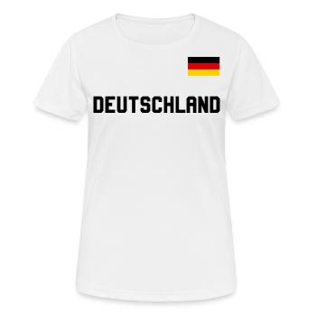 Look maillot de l’Allemagne avec drapeau national - T-shirt respirant Femme - blanc - Devant - AI Model Female 172 dark (172cm)