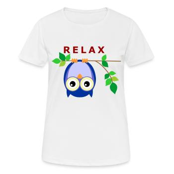 Eule - Relax - Frauen T-Shirt atmungsaktiv - Weiß - Vorne - AI Model Female 172 dark (172cm)