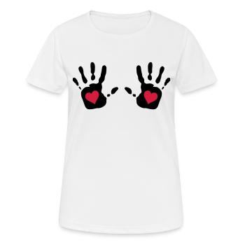 Hand Herz Ausschnitt 3 2c - Frauen T-Shirt atmungsaktiv - Weiß - Vorne - AI Model Female 172 dark (172cm)