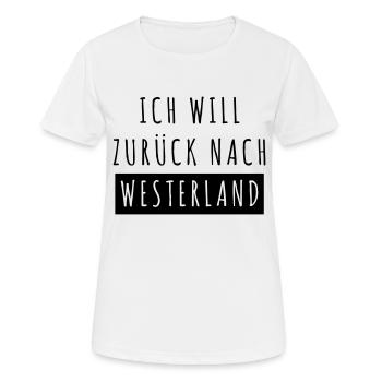 Ich will zurück nach Westerland - Frauen T-Shirt atmungsaktiv - Weiß - Vorne - AI Model Female 172 dark (172cm)