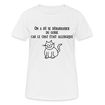 chat allergique - T-shirt respirant Femme - blanc - Devant - AI Model Female 172 dark (172cm)