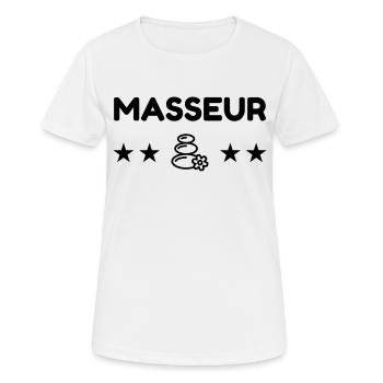 Massage / Masseur / Masseuse / Métier / Job - T-shirt respirant Femme - blanc - Devant - AI Model Female 172 dark (172cm)