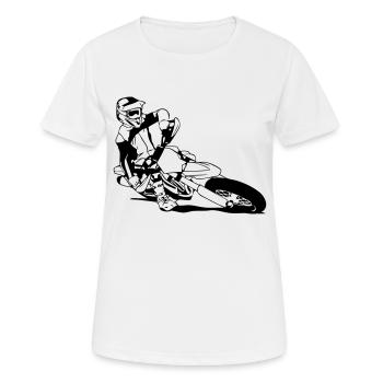Supermoto Racing - Frauen T-Shirt atmungsaktiv - Weiß - Vorne - AI Model Female 172 dark (172cm)