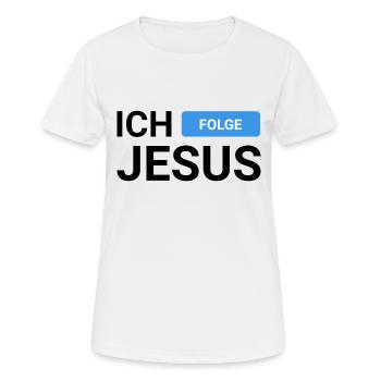Ich Folge Jesus - Frauen T-Shirt atmungsaktiv - Weiß - Vorne - AI Model Female 172 dark (172cm)