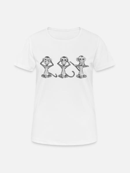 Die drei Affen - Frauen T-Shirt atmungsaktiv - Weiß
