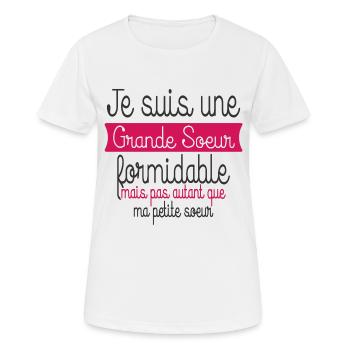 t-shirt soeurs, grande et petite. Idée cadeau - T-shirt respirant Femme - blanc - Devant - AI Model Female 172 dark (172cm)