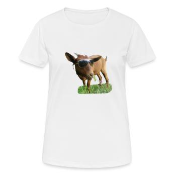 Chèvre avec des lunettes - T-shirt respirant Femme - blanc - Devant - AI Model Female 172 dark (172cm)
