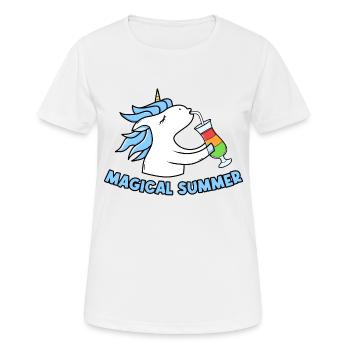 Einhorn Magical Summer - Frauen T-Shirt atmungsaktiv - Weiß - Vorne - AI Model Female 172 dark (172cm)