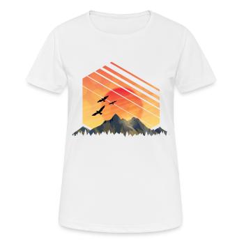 Mountain panorama Sunset in the mountains Mountains - Women's Breathable T-Shirt - white - Front - AI Model Female 172 dark (172cm)