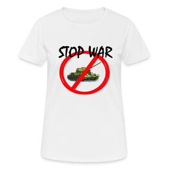 Stop War - Frauen T-Shirt atmungsaktiv - Weiß - Vorne - AI Model Female 172 dark (172cm)