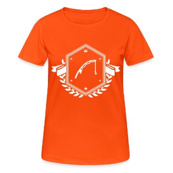 Angelrute angeln wappen - Frauen T-Shirt atmungsaktiv - Neonorange - Vorne - AI Model Female 172 dark (172cm)