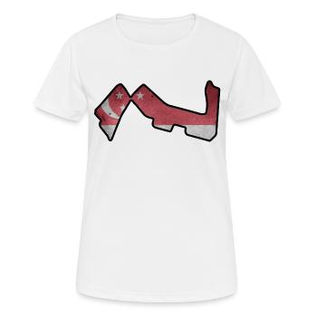 Singapur Rennstrecke mit Flagge - Frauen T-Shirt atmungsaktiv - Weiß - Vorne - AI Model Female 172 dark (172cm)