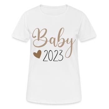 Baby 2023 - Frauen T-Shirt atmungsaktiv - Weiß - Vorne - AI Model Female 172 dark (172cm)