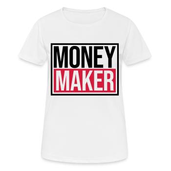 Logo Money Maker Shield - T-shirt respirant Femme - blanc - Devant - AI Model Female 172 dark (172cm)