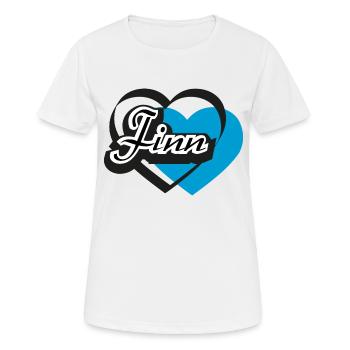 Name Finn Herz - Frauen T-Shirt atmungsaktiv - Weiß - Vorne - AI Model Female 172 dark (172cm)