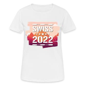 Swiss 2022 - Frauen T-Shirt atmungsaktiv - Weiß - Vorne - AI Model Female 172 dark (172cm)