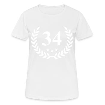 34 Zahl Kranz - Frauen T-Shirt atmungsaktiv - Weiß - Vorne - AI Model Female 172 dark (172cm)