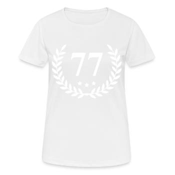 77 Zahl Kranz - Frauen T-Shirt atmungsaktiv - Weiß - Vorne - AI Model Female 172 dark (172cm)