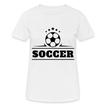 Fußball Soccer - Frauen T-Shirt atmungsaktiv - Weiß - Vorne - AI Model Female 172 dark (172cm)
