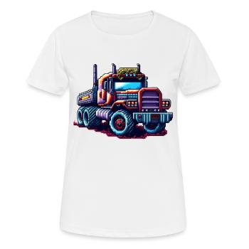 Pixel Truck Nr. 3 - Frauen T-Shirt atmungsaktiv - Weiß - Vorne - AI Model Female 172 dark (172cm)