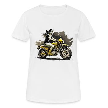 Woman on motorcycle - Women's Breathable T-Shirt - white - Front - AI Model Female 172 dark (172cm)