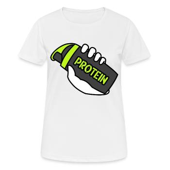 Protein Shaker: Befeuern Sie Ihre Fitnessreise! - Frauen T-Shirt atmungsaktiv - Weiß - Vorne - AI Model Female 172 dark (172cm)