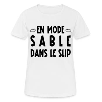 En mode sable dans le slip - T-shirt respirant Femme - blanc - Devant - AI Model Female 172 dark (172cm)