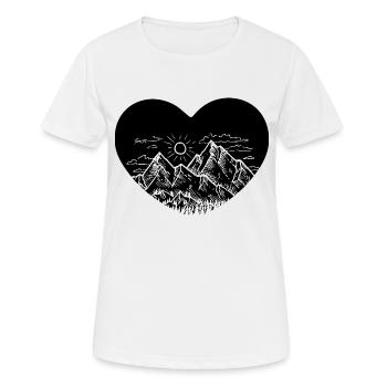 Herz - Berg - (22) - Frauen T-Shirt atmungsaktiv - Weiß - Vorne - AI Model Female 172 dark (172cm)