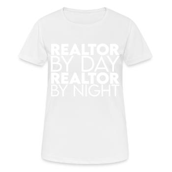 Agent immobilier le jour Agent immobilier la nuit - T-shirt respirant Femme - blanc - Devant - AI Model Female 172 dark (172cm)