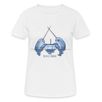 Bataille narval - T-shirt respirant Femme - blanc - Devant - AI Model Female 172 dark (172cm)