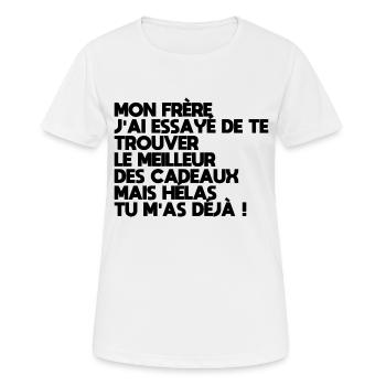 My brother I tried to find you a gift Humor - Women's Breathable T-Shirt - white - Front - AI Model Female 172 dark (172cm)