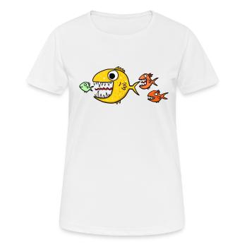 Poissons prédateurs - T-shirt respirant Femme - blanc - Devant - AI Model Female 172 dark (172cm)