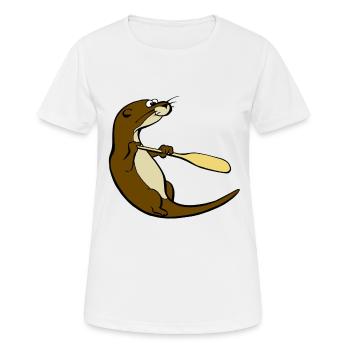 Classic Song of the Paddle otter logo - Women's Breathable T-Shirt - white - Front - AI Model Female 172 dark (172cm)