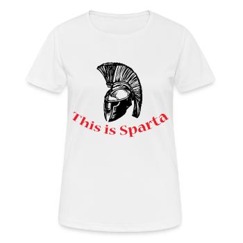 This is Sparta - Frauen T-Shirt atmungsaktiv - Weiß - Vorne - AI Model Female 172 dark (172cm)