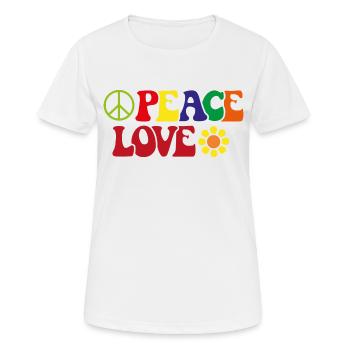 Peace and Love Love Flower Power Gift Sign - Women's Breathable T-Shirt - white - Front - AI Model Female 172 dark (172cm)