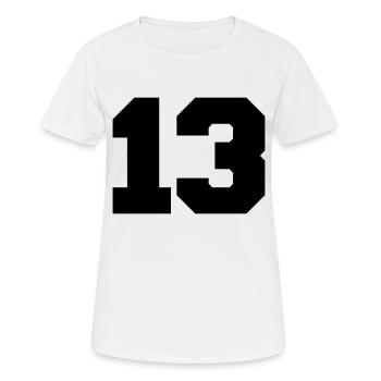 13 - Frauen T-Shirt atmungsaktiv - Weiß - Vorne - AI Model Female 172 dark (172cm)